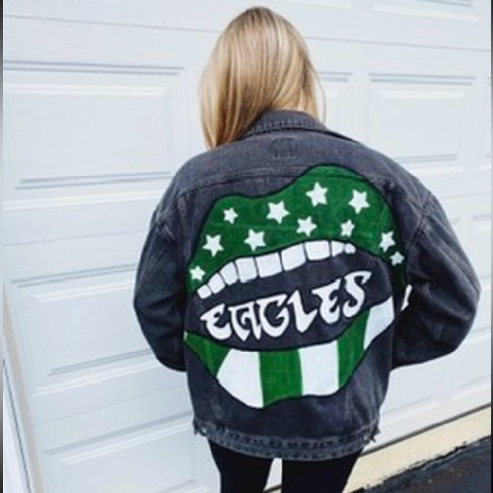 Custom Hand Painted NFL Philadelphia Eagles Denim Jean Jacket